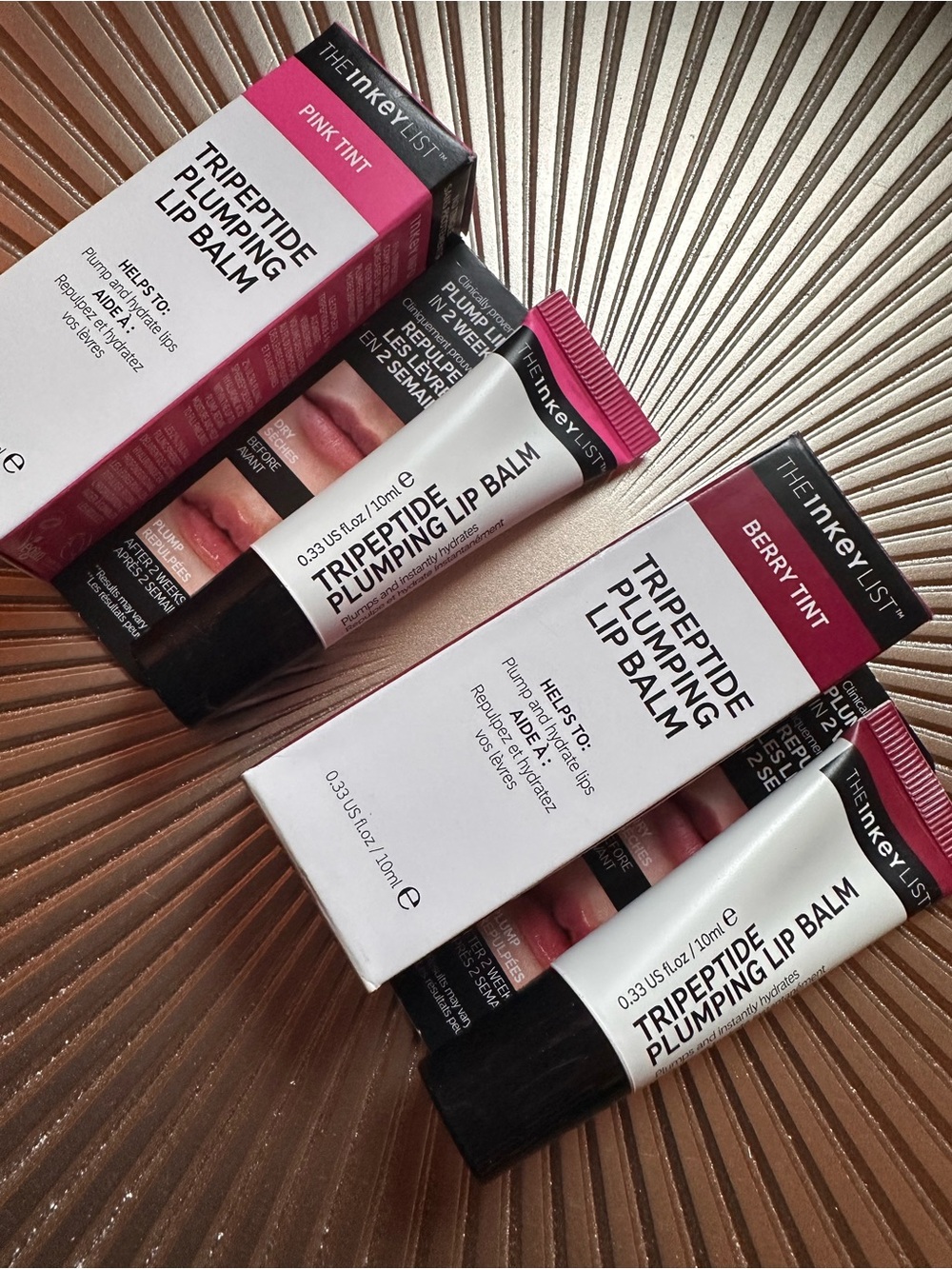 The INKEY List Tripeptide Plumping Lip Balm Bundle of 2 - Berry and Pink - NEW